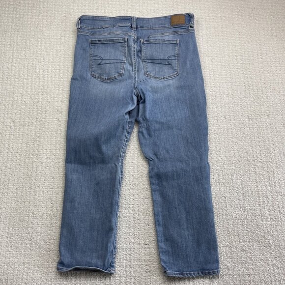 American Eagle Outfitters Artist Crop Next Level Stretch Blue Jeans Women 14 Reg - Picture 9 of 12